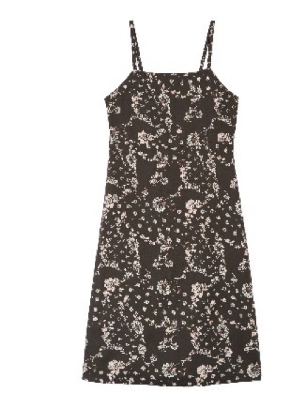 Treasure & Bond 90s Spaghetti Strap Grey Slip Dress Pink Floral Print Midi